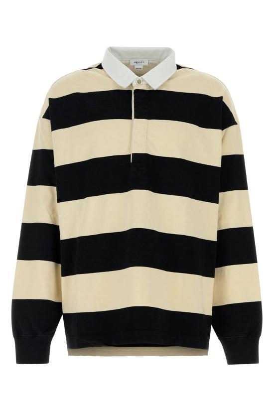  알렉산더 맥퀸 폴로 티셔츠 자수 코튼 오버사이즈 폴로 셔츠 블랙아이보리