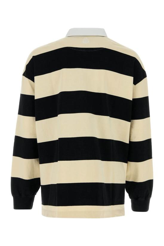  알렉산더 맥퀸 폴로 티셔츠 자수 코튼 오버사이즈 폴로 셔츠 블랙아이보리 - ALEXANDER MCQUEEN