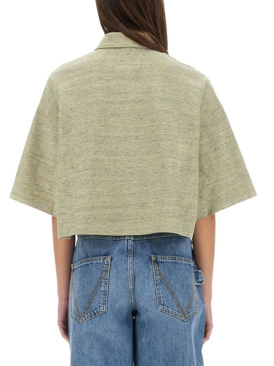  보테가베네타 폴로 티셔츠 보테가 베네타 코튼 피케 폴로 셔츠 베이지 - BOTTEGA VENETA