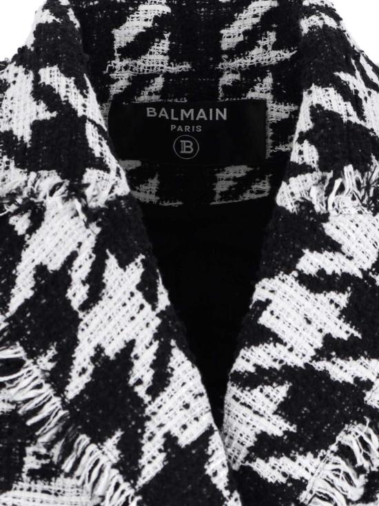  발망 자켓 더블 브레스티드 하운드투스 트위드 재킷 - BALMAIN