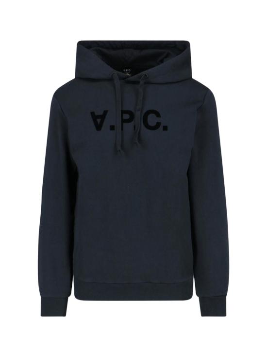  아페쎄 긴팔 티셔츠 A.P.C. 로고 후드티 블랙