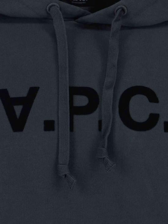  아페쎄 긴팔 티셔츠 A.P.C. 유기농 면 V.P.C. 로고 후드티 블랙 - A.P.C.