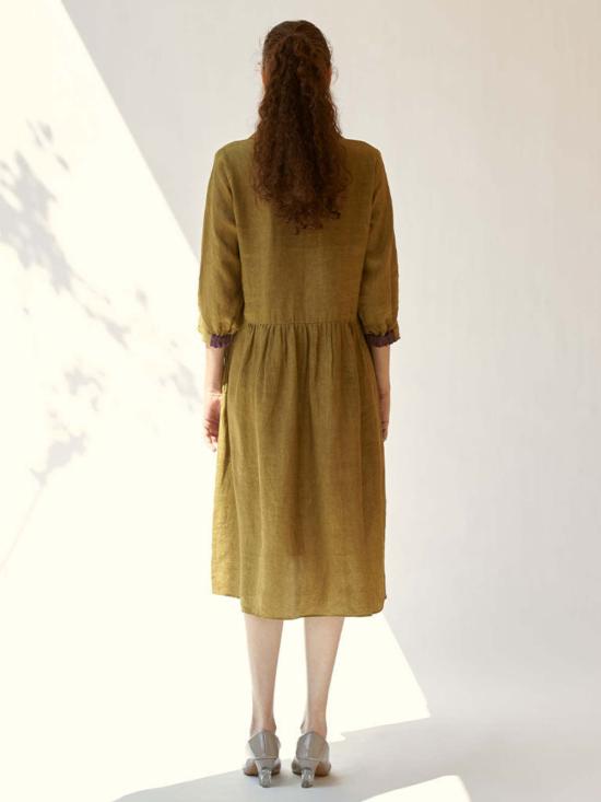  이키비 미디 원피스 인 더 모멘트 머스타드 드레스 머스타드 - IKKIVI