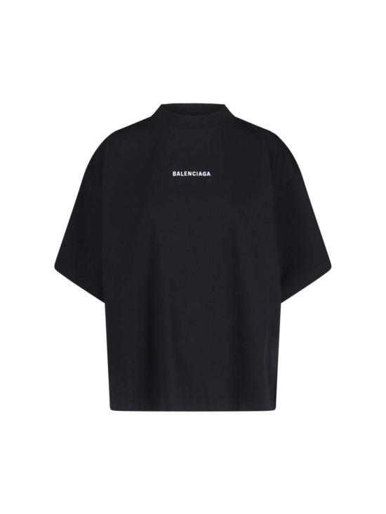  발렌시아가 민소매 티셔츠 로고 크롭 티셔츠 블랙