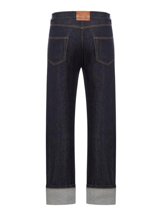  알렉산더 맥퀸 데님 팬츠 스트레이트 레그 턴업 헴 진 인디고 - ALEXANDER MCQUEEN