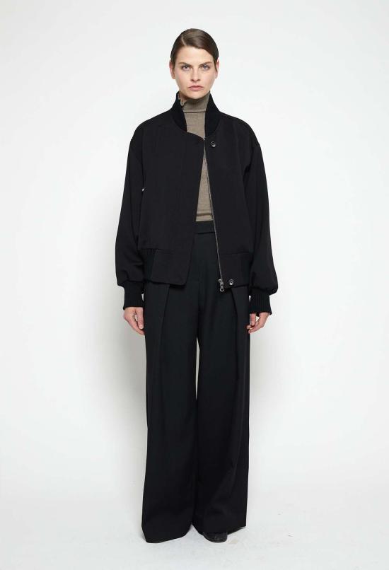  JULIA JENTZSCH 봄버 자켓 Julia Jentzsch 프랭클린 울 트리코틴 보머 재킷 블랙 - OTHER BRANDS