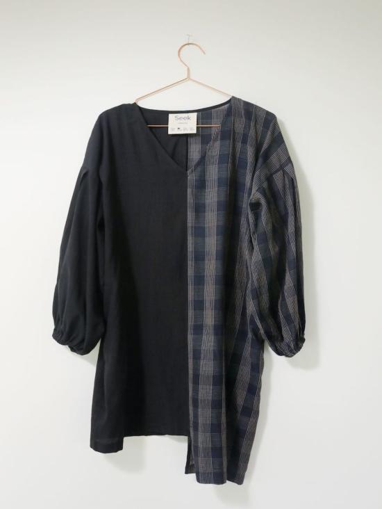  시크 콜렉티브 숏 원피스 Seek Collective Katie 드레스 사파이어 체크/블랙 - SEEK COLLECTIVE