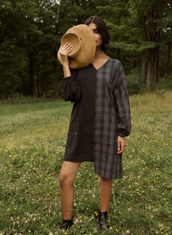  시크 콜렉티브 숏 원피스 Seek Collective Katie 드레스 사파이어 체크/블랙