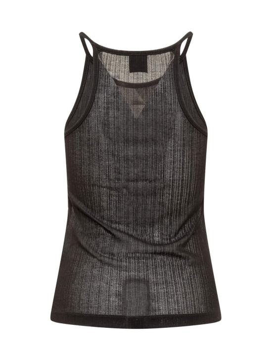  지방시 캐미솔 로고가 있는 골지 탑 블랙 - GIVENCHY