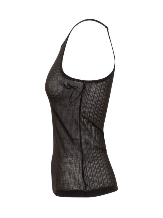  지방시 캐미솔 로고가 있는 골지 탑 블랙 - GIVENCHY