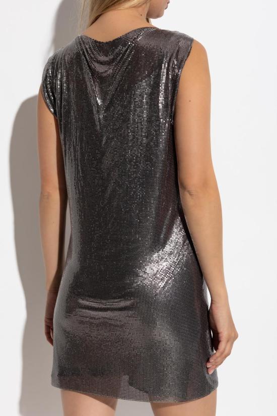  베르사체 숏 원피스 슬리브리스 스팽글 드레스 실버 - VERSACE