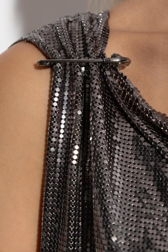  베르사체 숏 원피스 슬리브리스 스팽글 드레스 실버 - VERSACE