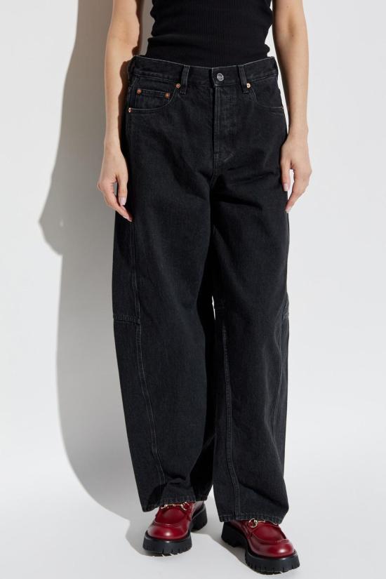 구찌 데님 팬츠 와이드 레그 진 블랙 - GUCCI