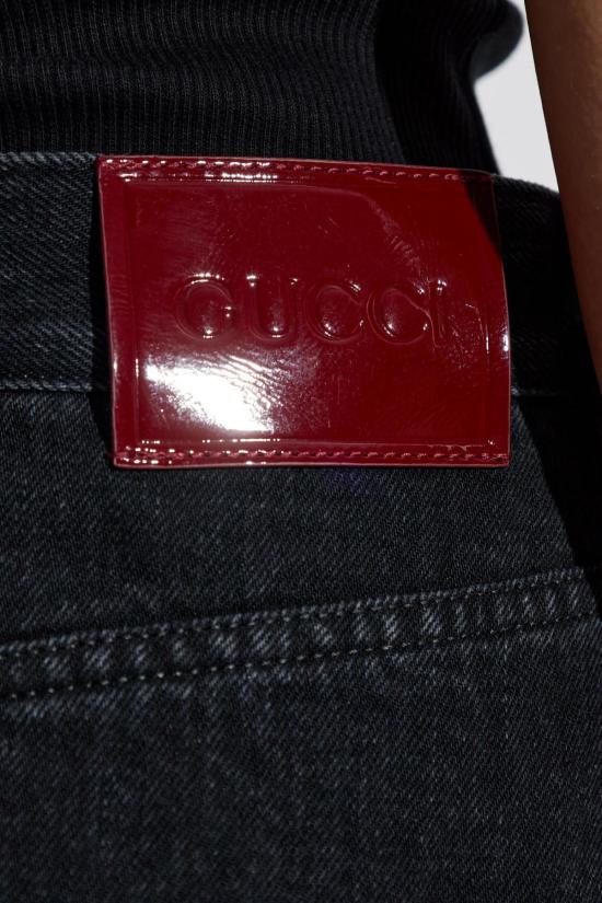  구찌 데님 팬츠 와이드 레그 진 블랙 - GUCCI