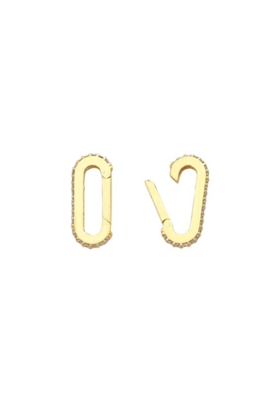  메종 이렘 이어링 잠금 장식 타원형 스톤 귀걸이