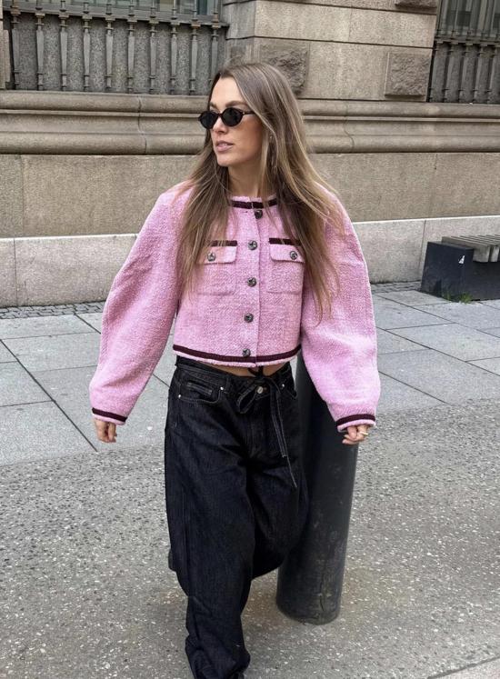  게스투즈 자켓 Gestuz Sigrun 쇼트 재킷 라일락 쉬폰 - GESTUZ