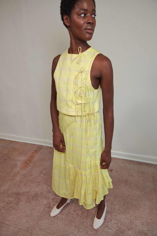  마리아 스탠리 블라우스 타히니 탑 시트론 체크 - MARIA STANLEY