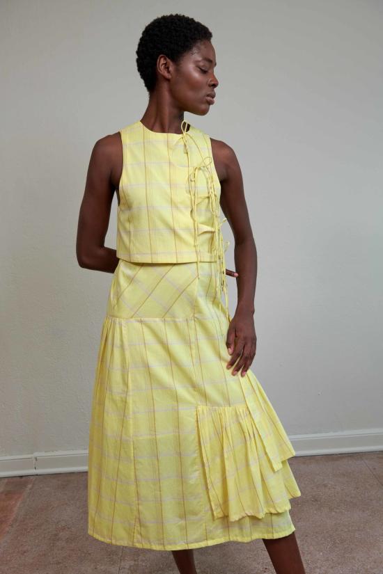  마리아 스탠리 블라우스 타히니 탑 시트론 체크 - MARIA STANLEY