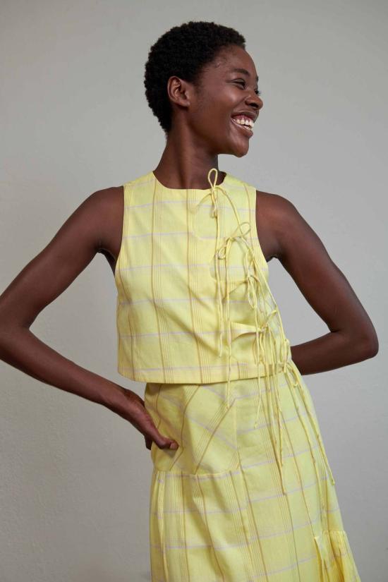  마리아 스탠리 블라우스 타히니 탑 시트론 체크 - MARIA STANLEY