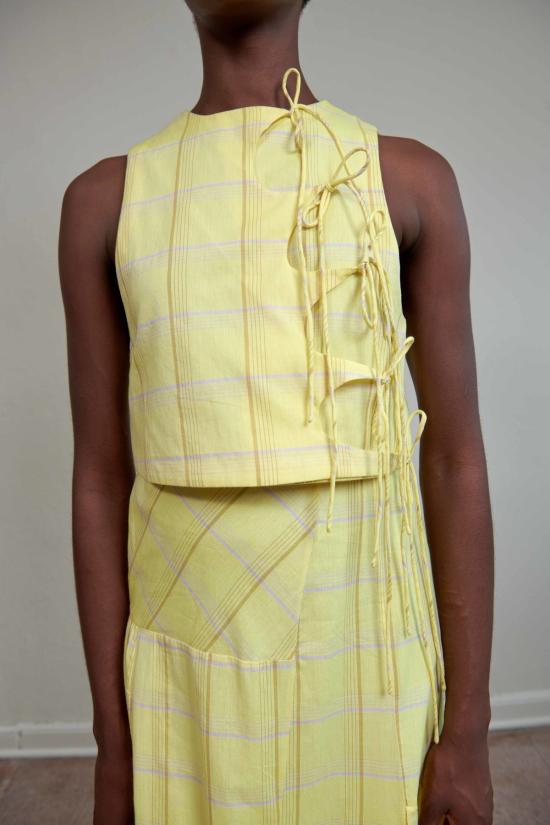  마리아 스탠리 블라우스 타히니 탑 시트론 체크