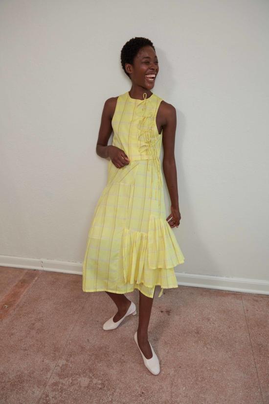  마리아 스탠리 블라우스 타히니 탑 시트론 체크 - MARIA STANLEY