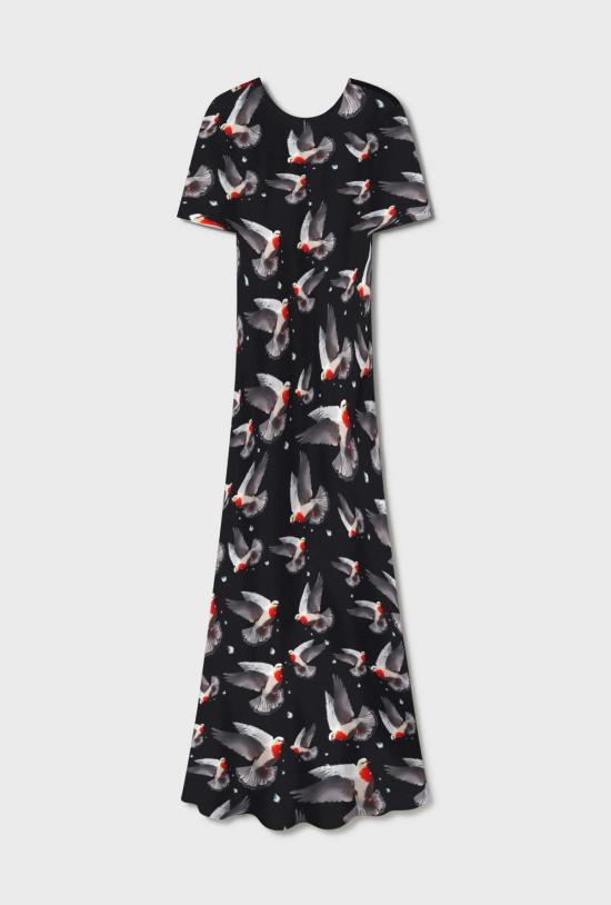  실크 런드리 롱 원피스 반팔 바이어스 드레스 블리딩 도브 - SILK LAUNDRY