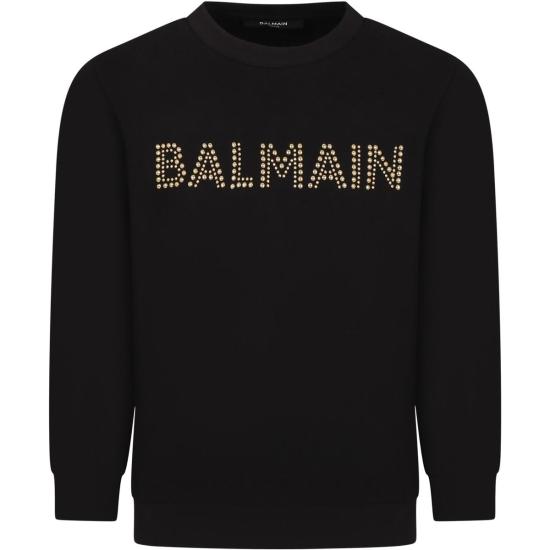  [키즈] 발망 풀오버 로고가 있는 아동용 블랙 스웨트셔츠