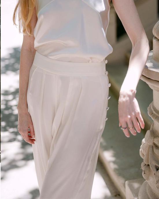  INGA-LENA 스트레이트 팬츠 잉가 레나 비욘 실크  아이보리 - OTHER BRANDS