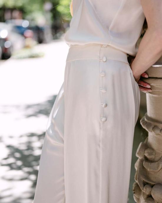  INGA-LENA 스트레이트 팬츠 잉가 레나 비욘 실크  아이보리 - OTHER BRANDS