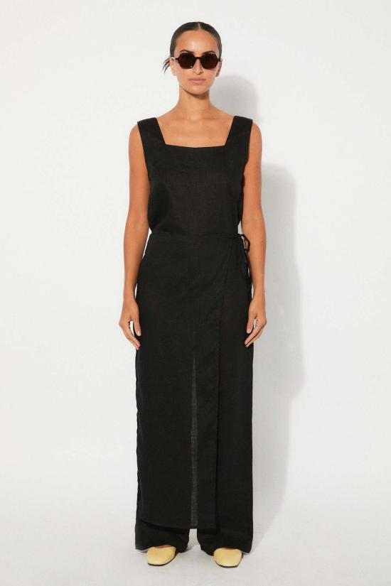  리타 롱 스커트 로우 루트 스커트 블랙 - RITA