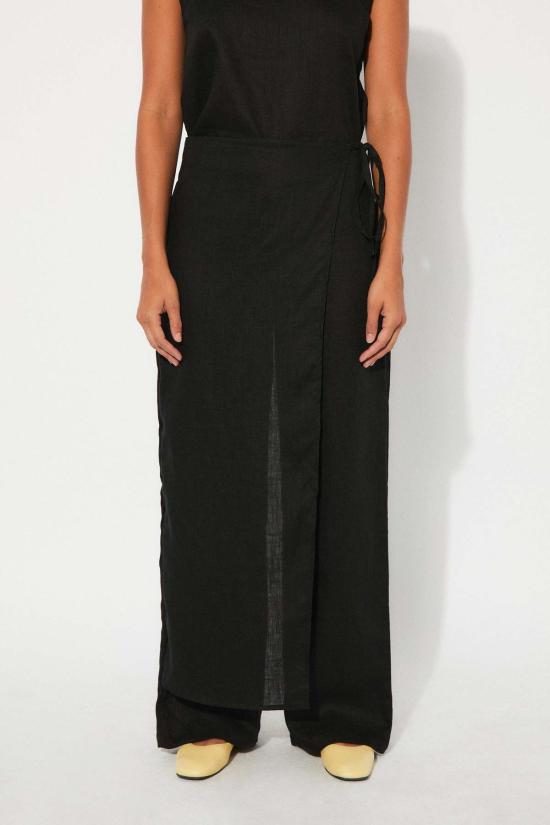  리타 롱 스커트 로우 루트 스커트 블랙