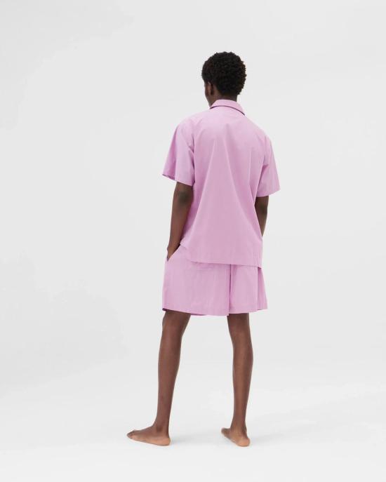  테클라 라운지 웨어 코튼 포플린 파자마 반바지 보라색 핑크색 - TEKLA