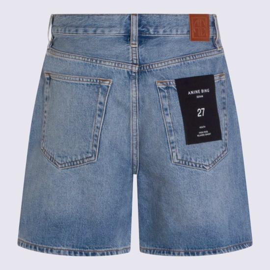  애니빙 데님 숏팬츠 아니네 빙 하이라이즈 릴렉스핏 데님 쇼츠 워시드 블루 - ANINE BING