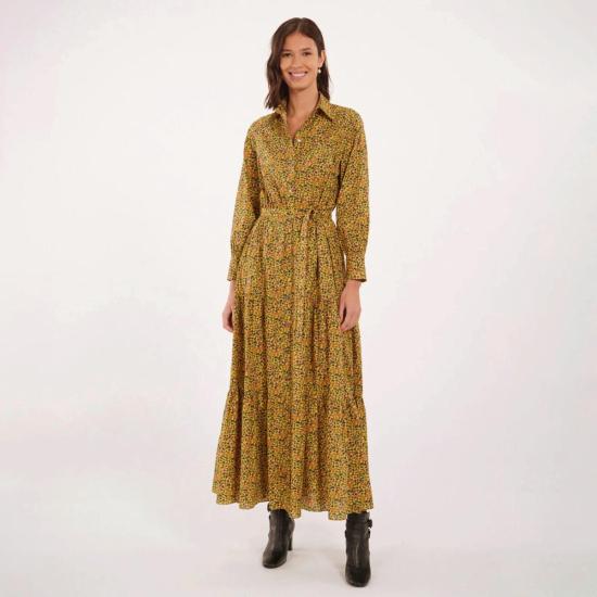  이네스 드 라 프레상쥬 롱 원피스 Ines De La Fressange Lena 데이 드레스 노란색 히피 꽃