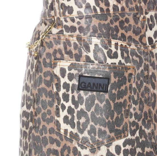  가니 데님 스커트 포일 프린트 데님 레오파드 스커트 - GANNI