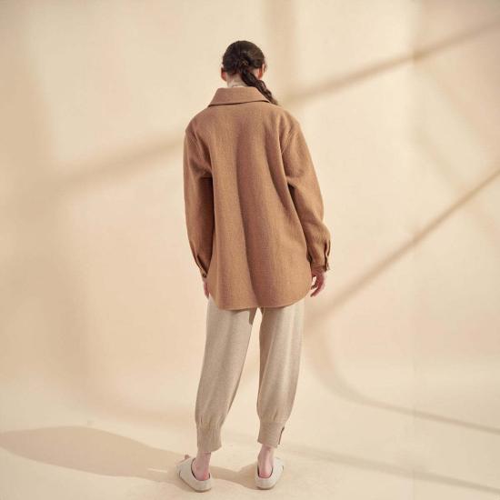  아멘테 자켓 울 블렌드 셔츠 재킷 브라운 - AMENTE