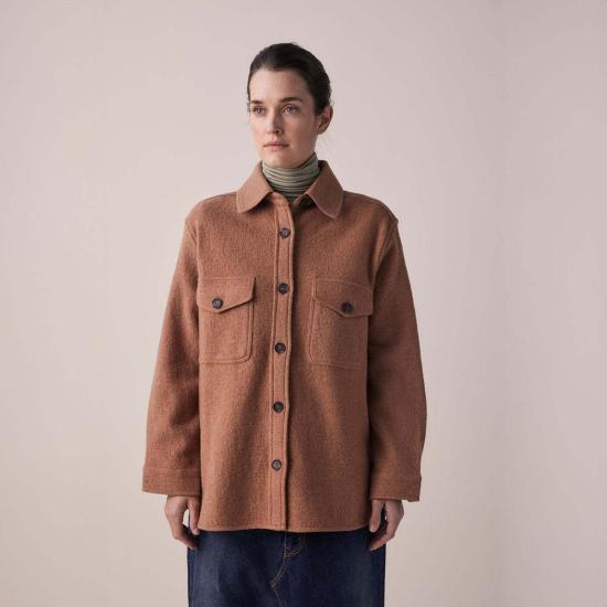  아멘테 자켓 울 블렌드 셔츠 재킷 브라운