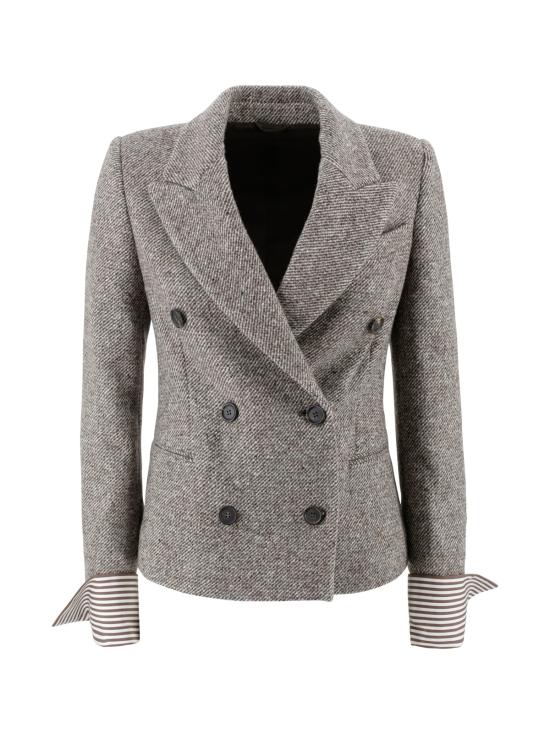  브루넬로 쿠치넬리 수트 자켓 더블 브레스트 블레이저 브라운