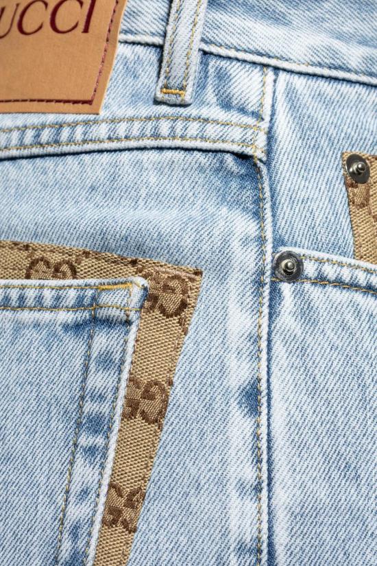  구찌 데님 팬츠 로고 청바지 블루 데님 - GUCCI