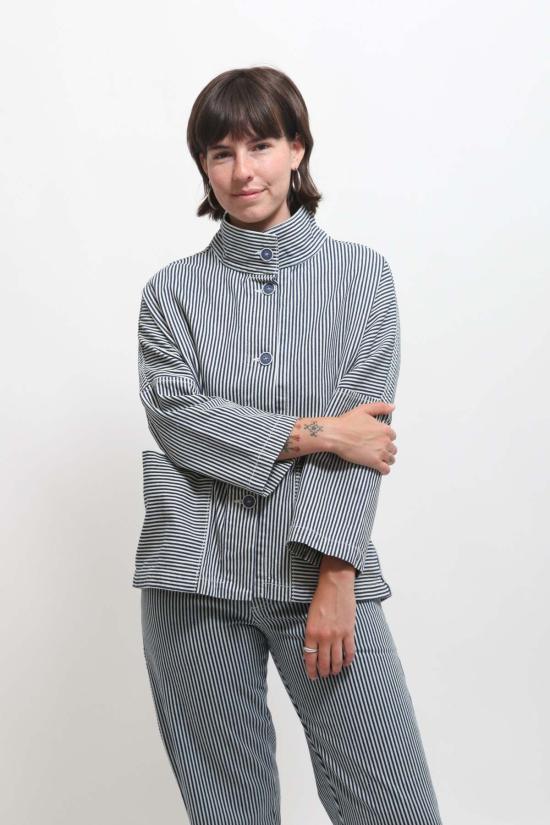  Gravel & Gold 데님 자켓 그래블 & 골드 마람 재킷 컨덕터 스트라이프