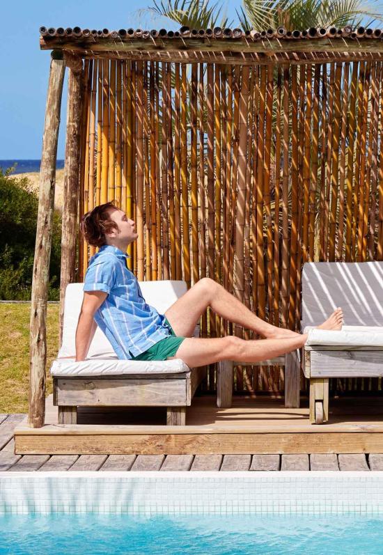  New Market Goods 반팔 셔츠 뉴 마켓 상품 룽기 박스 버튼다운 블루 - NEW MARKET GOODS