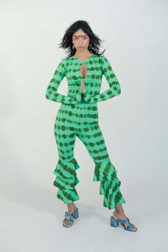  아바카시 점프수트 러플 캣수트