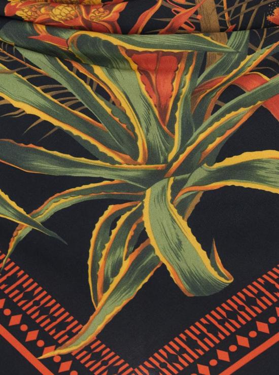  블루마린 블라우스 탑, 매듭 여밈, 전체 꽃무늬 프린트, 멀티컬러 - BLUMARINE