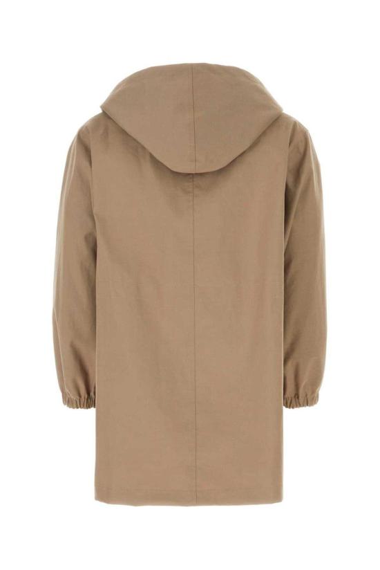  펜디 패딩 로고 디테일 후드 파카 재킷 베이지 - FENDI