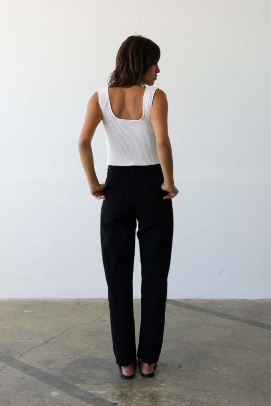  왈츠 데님 팬츠 캐럿 스트레이트 진 블랙 - WALTZ