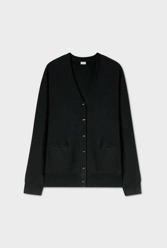  실크 런드리 가디건 실크 세탁 울 슬라우치  블랙