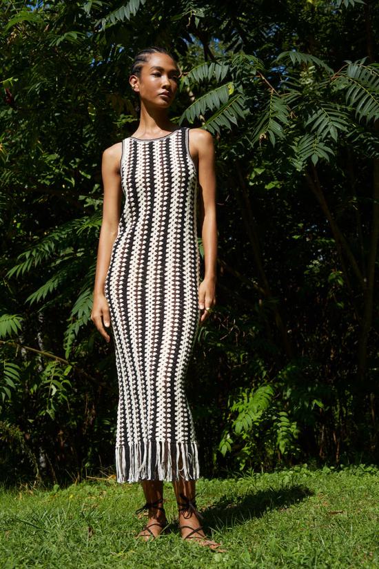  ELEVEN SIX 롱 원피스 일레븐 식스 나탈리 크로셰 드레스 아이보리/에스프레소/블랙 - ELEVEN SIX