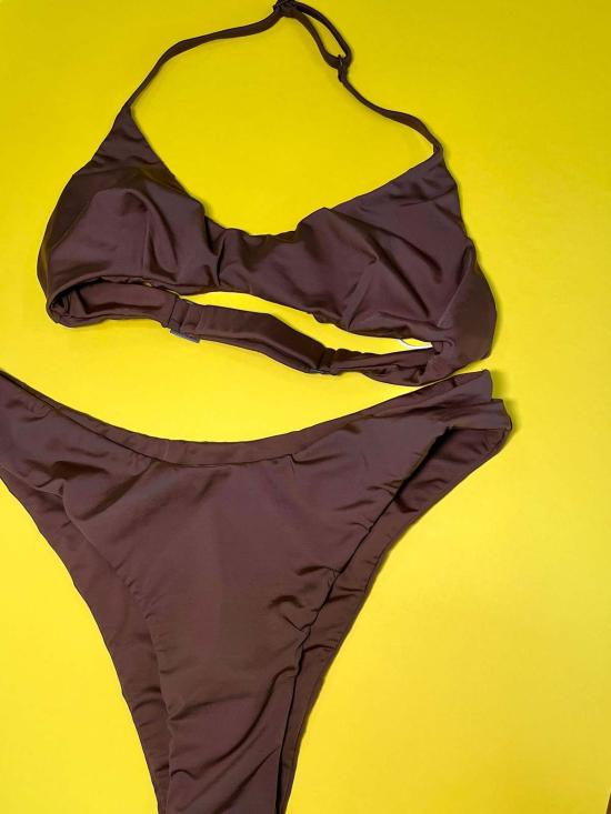  하이트 비키니 수영복 두다 홀터 비키니 탑 브라우나 브라운 - HAIGHT