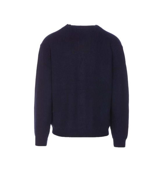  메종키츠네 가디건 메종 키츠네 볼드 폭스 헤드 패치 카디건 블루 - MAISON KITSUNE