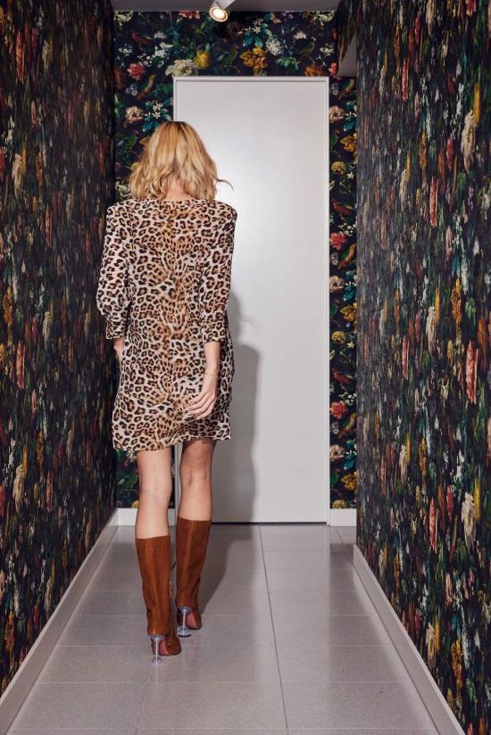  린제이 니콜라스 뉴욕 숏 원피스 린지 니콜라스 뉴욕 실크 셔츠 드레스 레오파드 - LINDSAY NICHOLAS NEW YORK